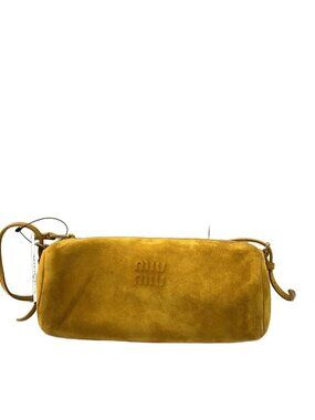Miu Miu Suede Pouch Clutch Mustard Yellow